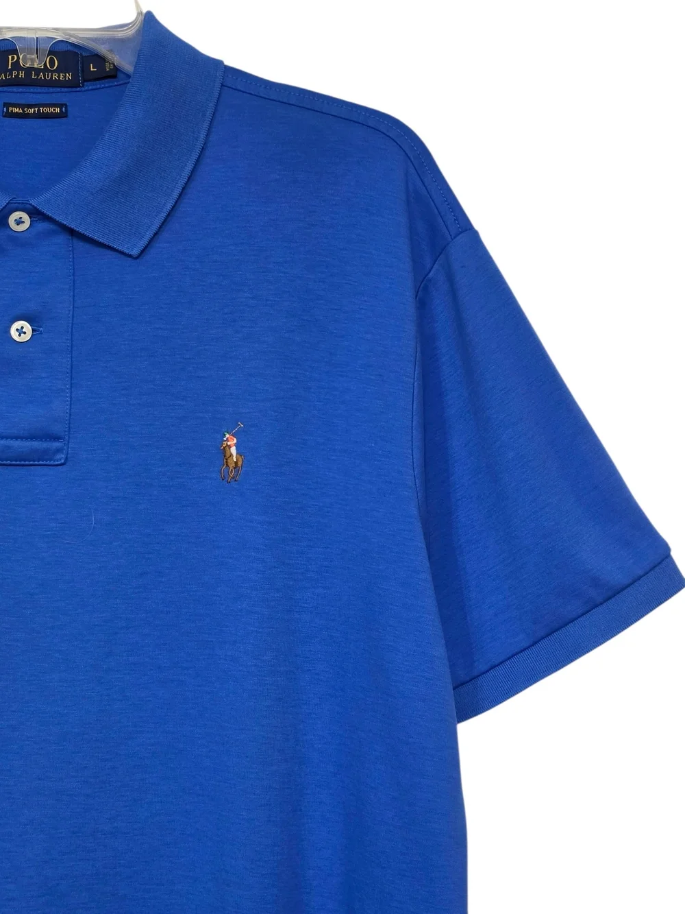 Polo Ralph Lauren Pima Soft Touch Blue Polo Shirt Multicolor Flesh Pony Large